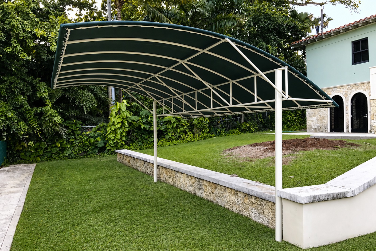 Arched green garden canopy